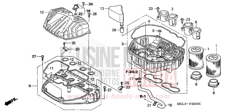 FILTRE A AIR (CBR1000RR4/5) de CBR1000RR "Fireblade" BLACK (NH1E) 2004